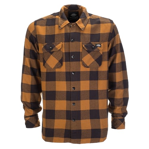 klassisk ternet flannel skovhuggerskjorte i okkerbrun og sort fra Dickies
