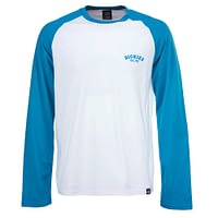 Dickies Baseball Blue Sky er en langærmet t-shirt, med kontrast farvede turkisblå raglanærmer