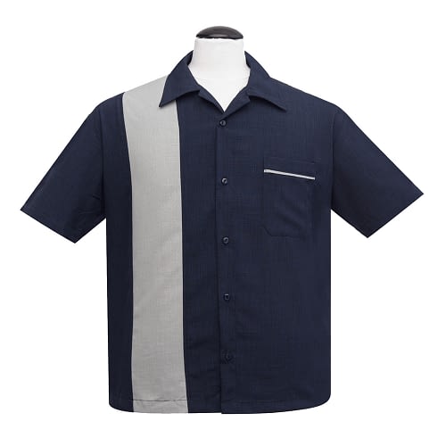 Klassisk navyblå skjorte med hvidt panel