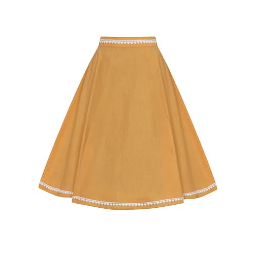 Collectif Matilde Heart Trim nederdel - den fineste orange nederdel med hjertetrim kant