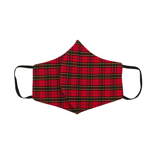 2-lags ansigstmaske i Rød tartan mønster det er genanvendeligt og vaskbart og det er behageligt og let at have på.