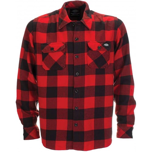 klassisk ternet flannel skovhuggerskjorte i rød og sort