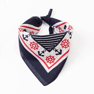 Klassisk navyblåt bandana/tørklæde med striber og ankre