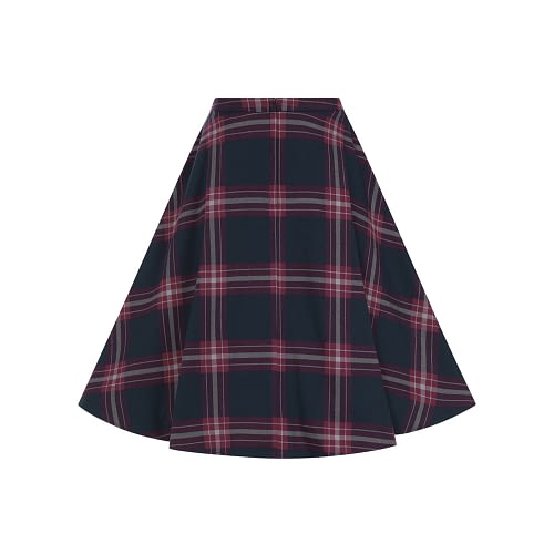 Den fineste ternede nederdel i blå med grå og røde tern