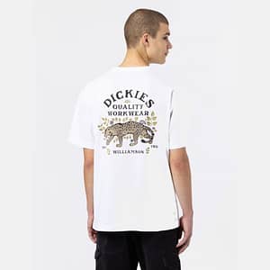 Dickies Fort Lewis T-shirt i hvid med en leopard på ryggen
