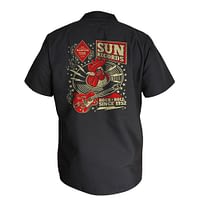 Skjorte med Sun Records motiv på ryggen i rustrød og beige