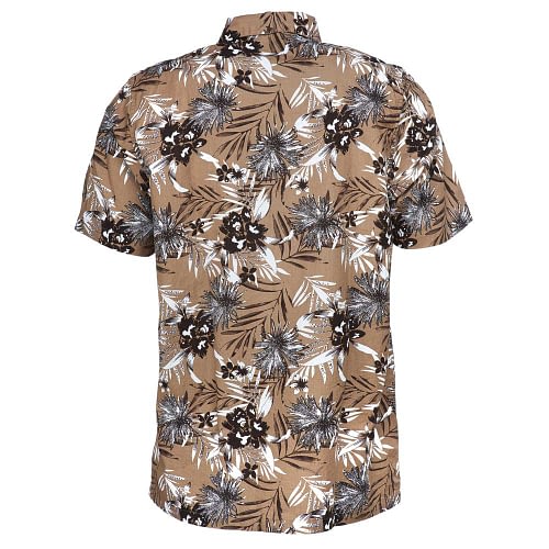 Dickies Rivervale er en kortærmet khakifarvet skjorte med et all-over Hawaii mønster