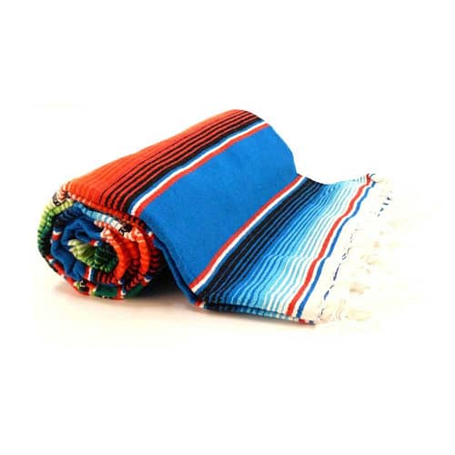 Mexicansk tæppe - sarape, blå Originalt håndlavet mexicansk sarape tæppe, lavet i den traditionelle mexicanske vævning