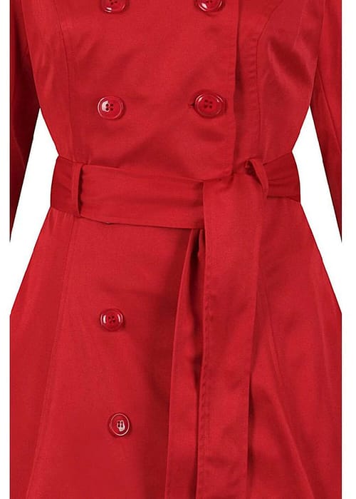 Fantastisk 1950'er trenchcoat i flot rød, en flot forårs- eller efterårsfrakke med smukt rødt foer