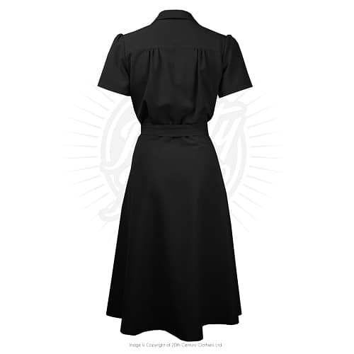 Smuk sort skjortekjole med et solidt og fancy strejf af 40-50'ernes stil