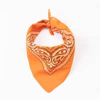 Klassisk orange bandana/tørklæde med paisley mønster.