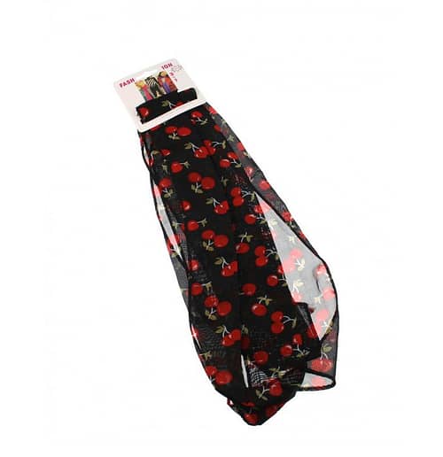Fint sort chiffontørklæde med kirsebær