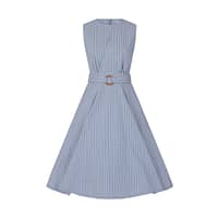 Du går aldrig galt i byen med en klassisk 50'er kjole, Grid Check Blue er fin, babyblå ærmeløs swingkjole med et gittermønster