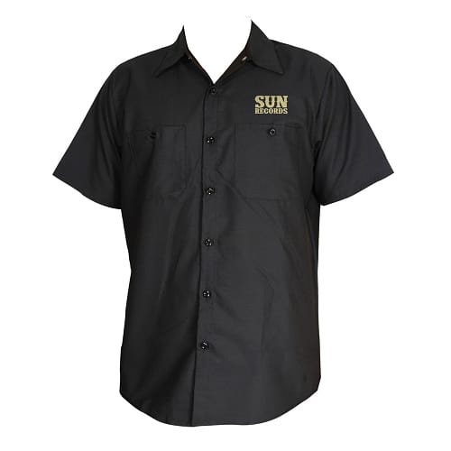 Skjorte med Sun Records motiv på ryggen i rustrød og beige