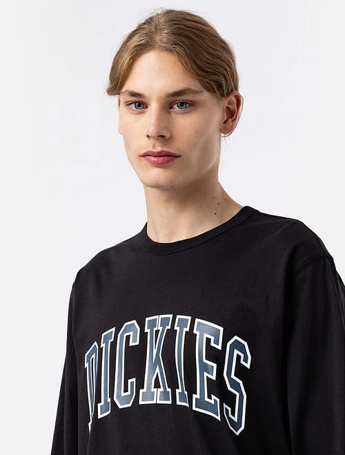 Dickies Aitkin Black/Air Force Blue er en klassisk langærmet t-shirt med rund hals