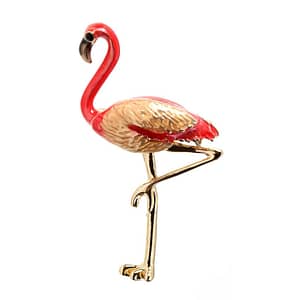 Tropical Flamingo Broche i pink og guld