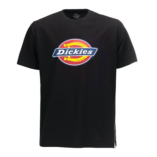 Klassisk Dickies t-shirt i sort og Dickies logos trykt på brystet