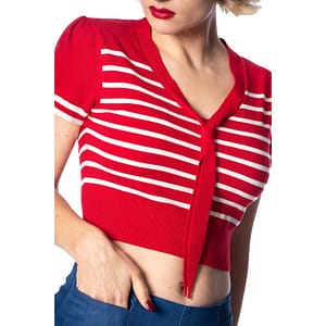 50er sailor inspireret strikket i rød med hvide striber.