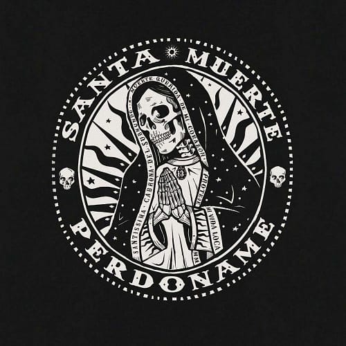 Santa Muerte - Klassisk t-shirt til kvinder, med mexicansk tema og et solidt strejf af Rock `n` Roll