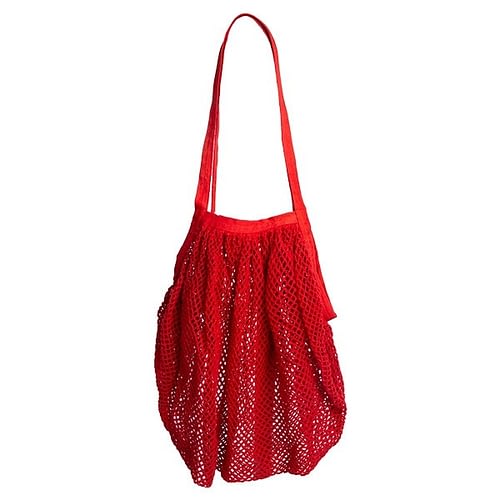 Rigtig fin retro netpose i rød som du kan bruge igen og igen og igen... Fremstillet af 100% genbrugt bomuld