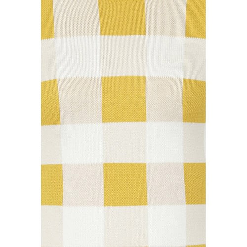 Fantastisk og virkelig fin strikket gul og hvid bluse i klassisk elegant 40'er-50'er stil i fint gingham mønster