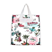 Rigtig fin retro indkøbstaske i bomuld med Hawaii motiv, brug den til indkøb, en tur til stranden eller alternativ taske til fitnesscentret