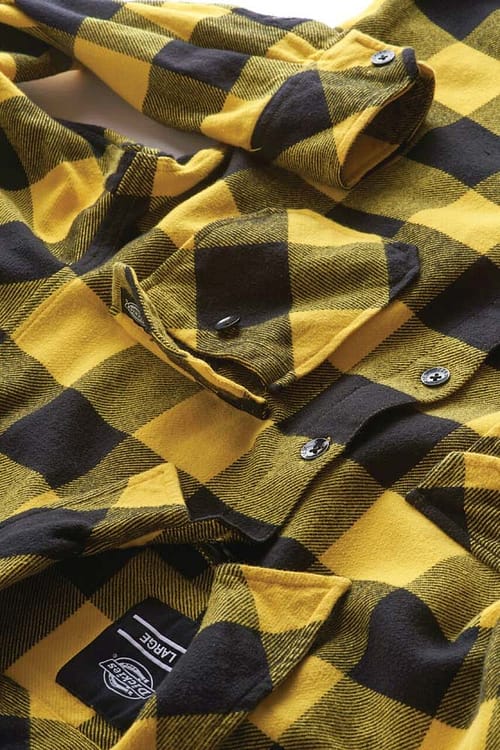 Klassisk ternet flannel skjorte fra Dickies i gul og sort
