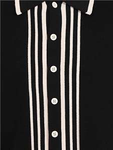 William strikket polo skjorte i sort med hvide striber