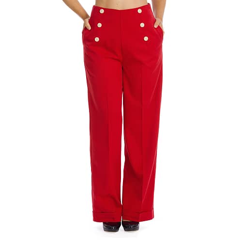 Adventures Ahead i rød er re-styled og fancy slacks inspireret af dem, der blev båret i 1940'erne til 50'erne