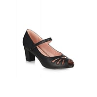 Carole Peep Toe er fine sorte vintage inspireret sko med hjerteudskæring med en kraftig hæl i mellemhøjde.