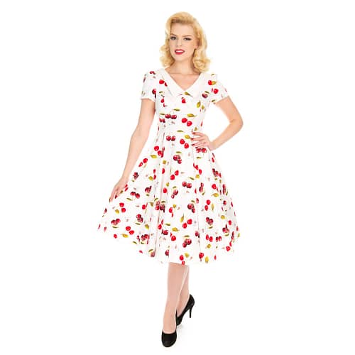 Cherry-On-Top Swing klassisk rockabilly 50'er kjole med det fineste kirsebærprint