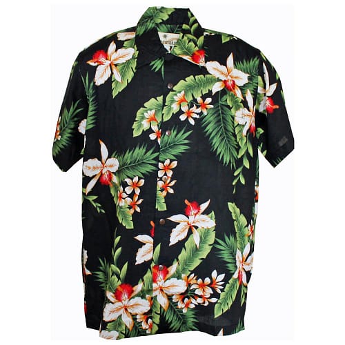 Cayo Black Hawaii skjorte sort med farverige eksotiske blomster