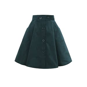 Gå de kolde måneder i møde med denne Wonder Years mørkegrønne fløjls mini-nederdel i 70'er stil.
