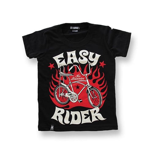 Sej børne t-shirt, med Easyrider i sort med rødt og hvidt print
