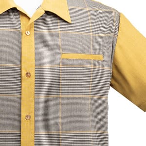 Bad News Felix Button Up er klassisk skjorte fra Steady Clothing her i flot sennepsgul med ternet panel