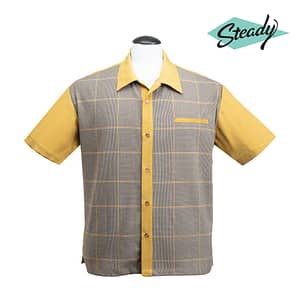 Bad News Felix Button Up er klassisk skjorte fra Steady Clothing her i flot sennepsgul med ternet panel