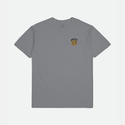 Brixton Kit t-shirt i grå med et lille tigerhoved og logo foran og et stort bagpå