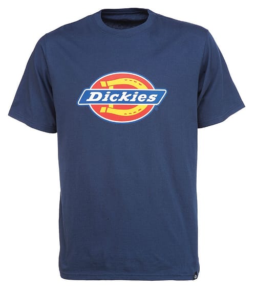 Klassisk Dickies t-shirt i navyblå og Dickies logos trykt på brystet