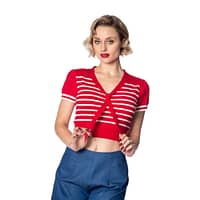 50er sailor inspireret strikket i rød med hvide striber.