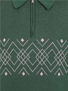 Pablo Harlequin strikket polo grøn med harlekinmønster