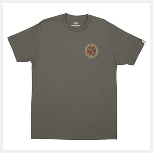Salty Crew - Deep Reach t-shirt i grå med et flot print af en blæksprutte og logo foran og et stort bagpå