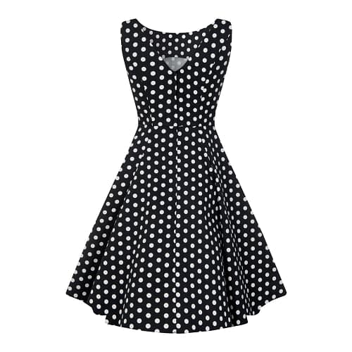 Polka dot kjoler er en klassiker i enhver vintage inspireret garderobe, og denne Hepburn model er ingen undtagelse.