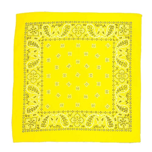 Klassisk gult bandana/tørklæde med paisley mønster.