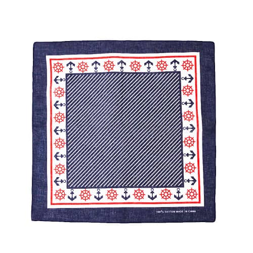 Klassisk navyblåt bandana/tørklæde med striber og ankre