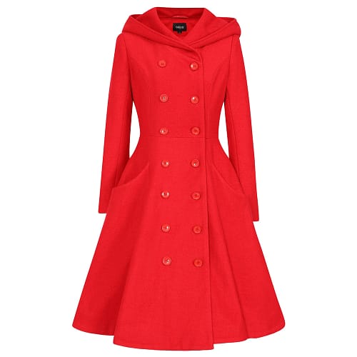 Heather Hooded Swing frakke er en fantastisk 1950'er frakke fra Collectif i rød.